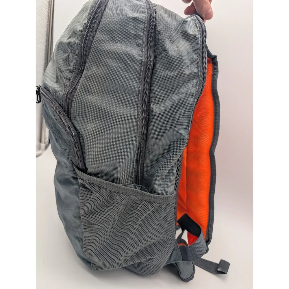 Nike Air Max Backpack Gray Orange Athletic Sport School Bag Multiple Pockets